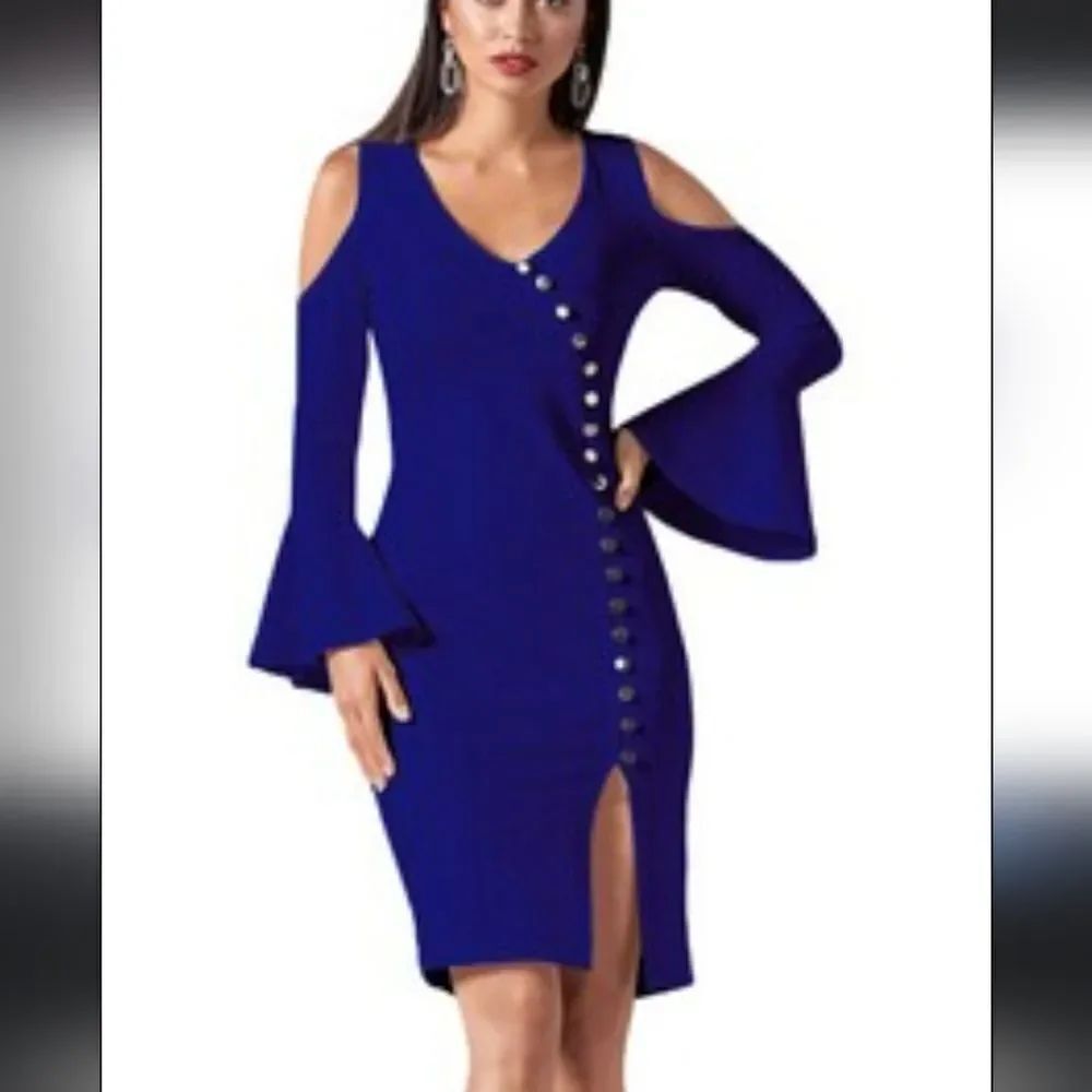 BRAND NEW VENUS BELL SLEEVE V-NECK SHEATH DRESS